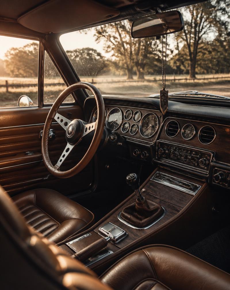Detailed vintage car interior with conditioned leather after a mobile car detail in Austin, TX